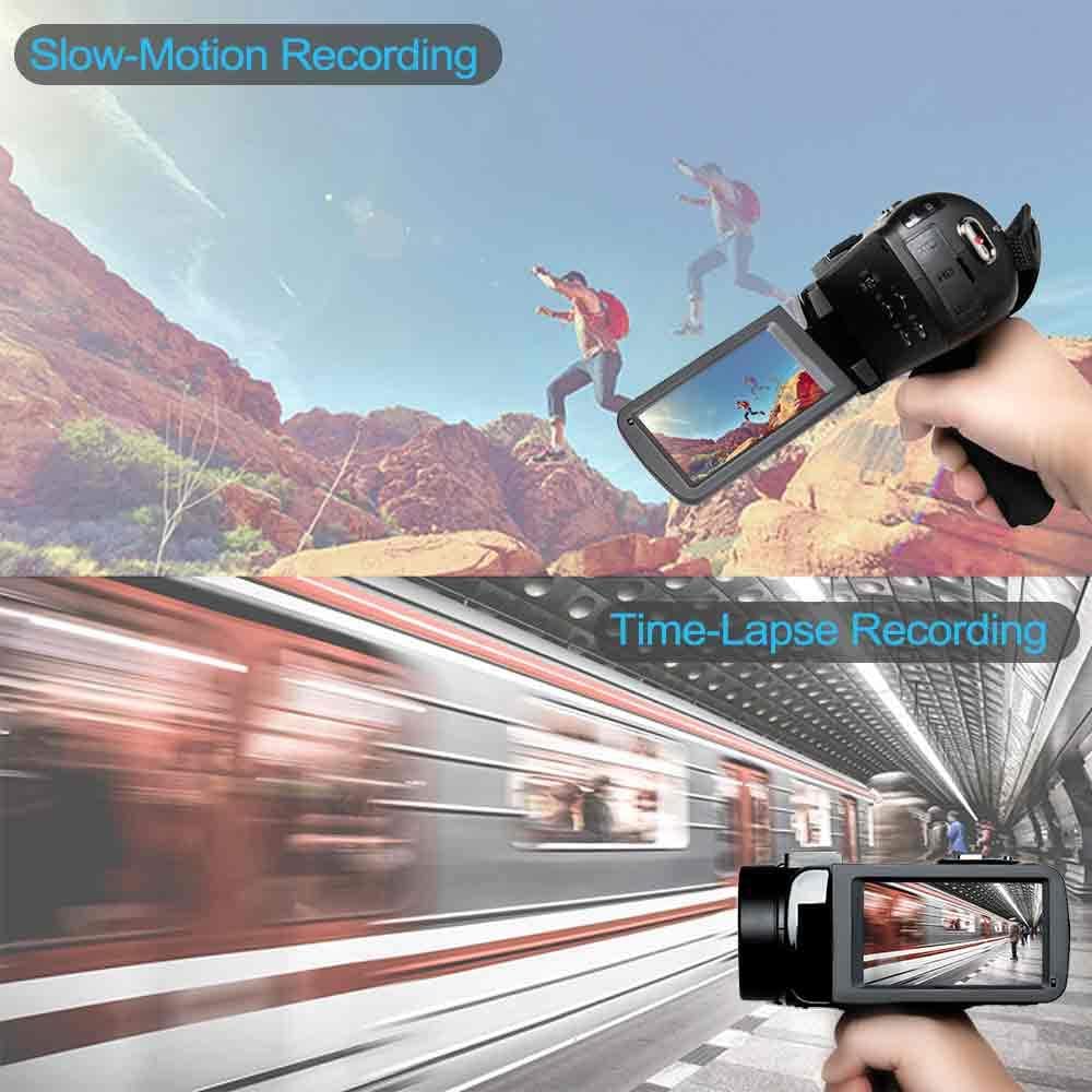 Video Camera Camcorder, Digital YouTube Vlogging Camera FHD 1080P 30FPS 24MP 16X Digital Zoom 3 Inch Touch Screen Video Recorder with Remote Control and Tripod, 2 Batteries Pack of 2