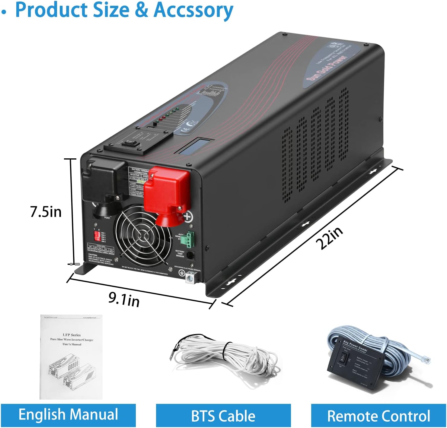 SUNGOLDPOWER UL1741 4000W 48Vdc Pure Sine Wave Inverter Low Frequency 240Vac Input to 120Vac/240Vac Output Split 50/60 Hz with Battery Charger Off-Grid 12000W Peak
