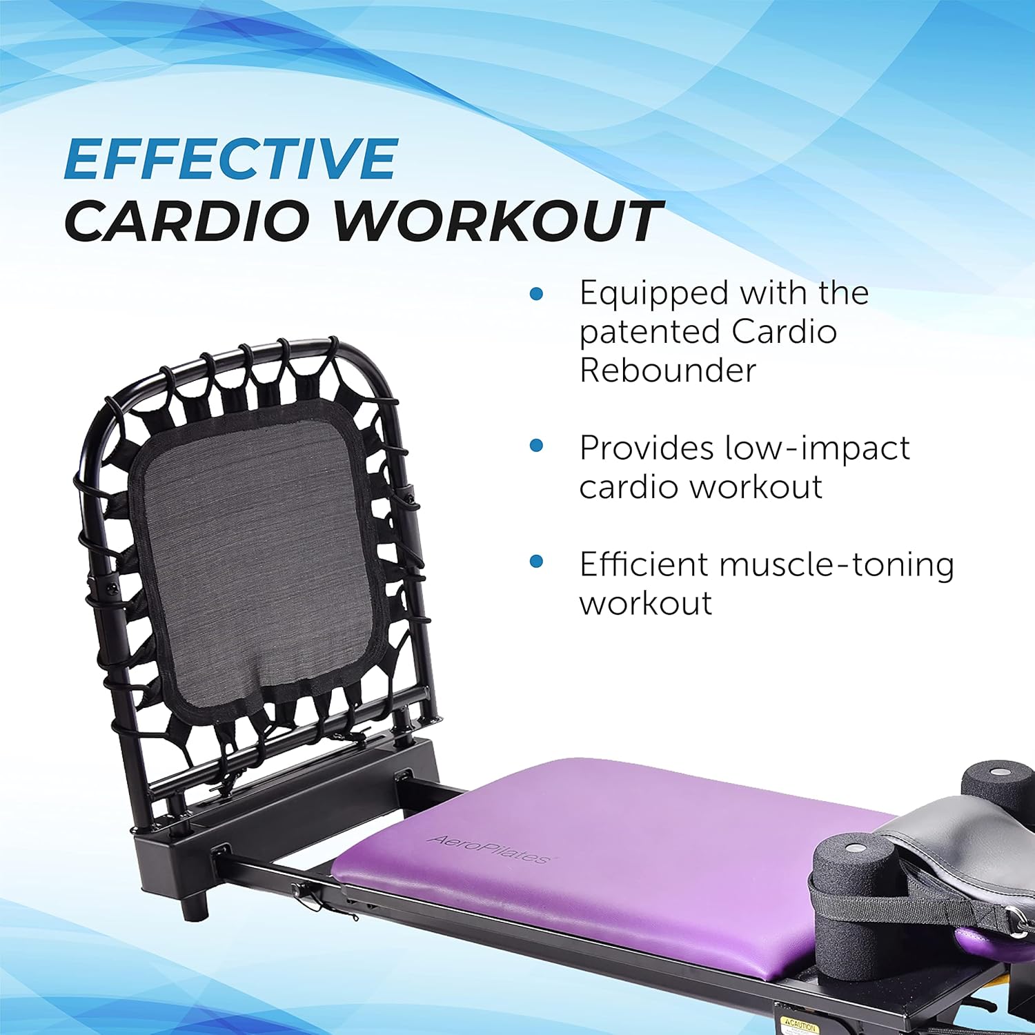 AeroPilates Reformer Plus 379 - Pilates Reformer Workout Machine for Home Gym - Cardio Fitness Rebounder - Up to 300 lbs Weight Capacity