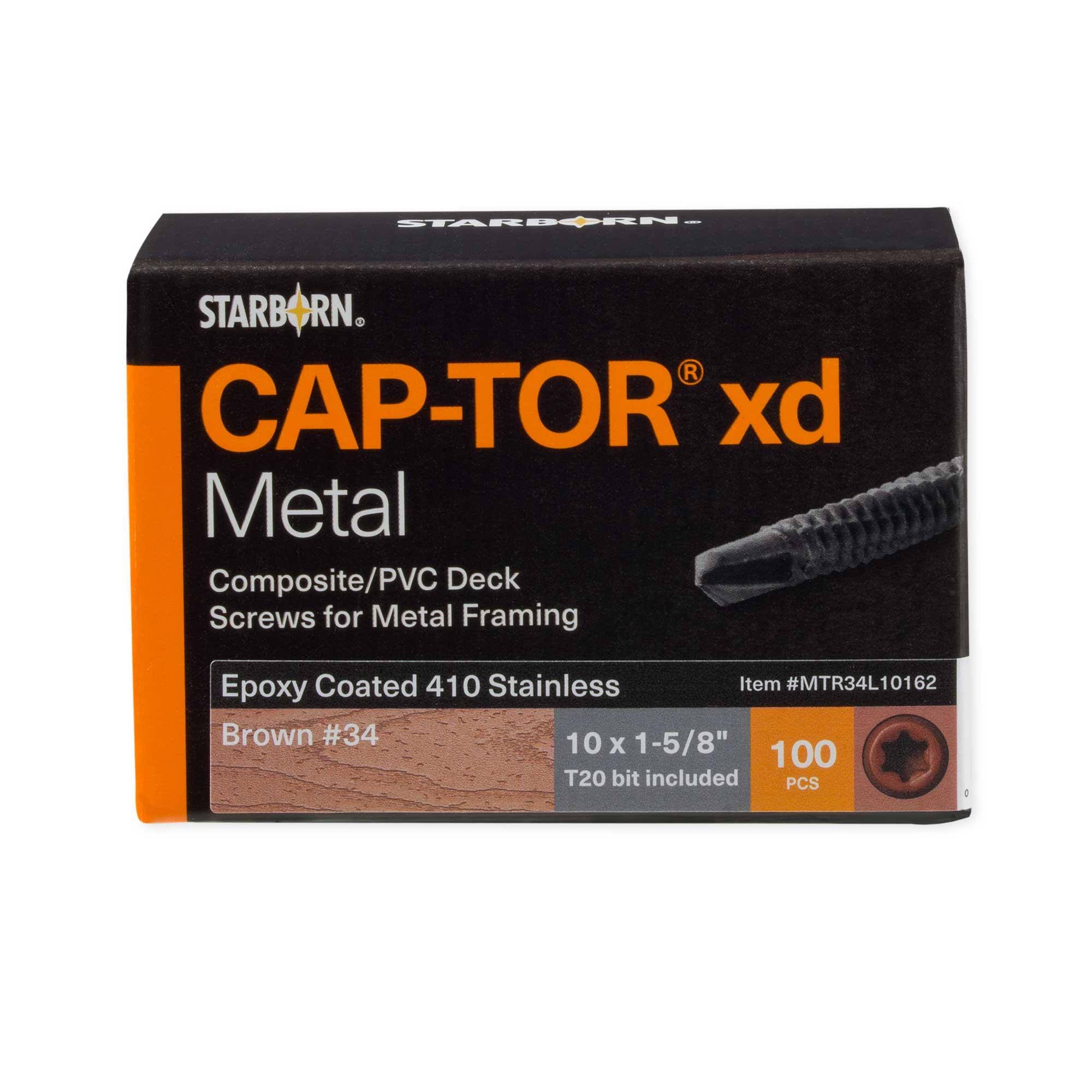 Starborn Industries Cap-Tor XD Screws for Metal Framing - Accessory Pack - #10 x 1-5/8x22 - Ashwood