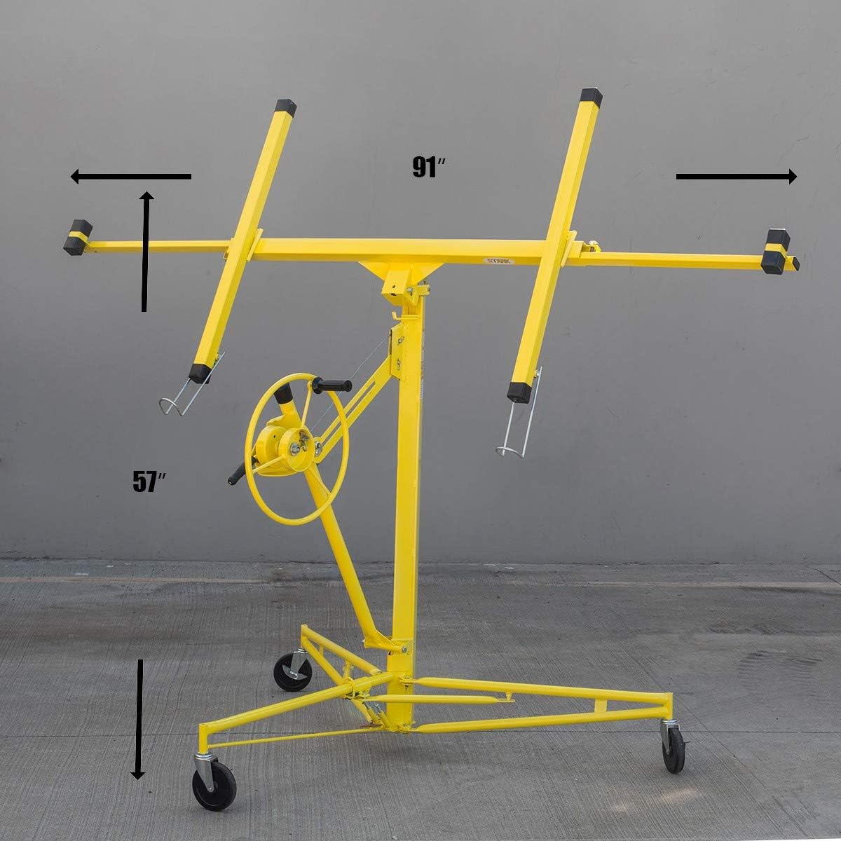 Stark USA Professional Series 16' ft Drywall Rolling Lift Panel Hoist Jack Caster Construction Dry Wall Lifting w/Caster Wheel, Yellow