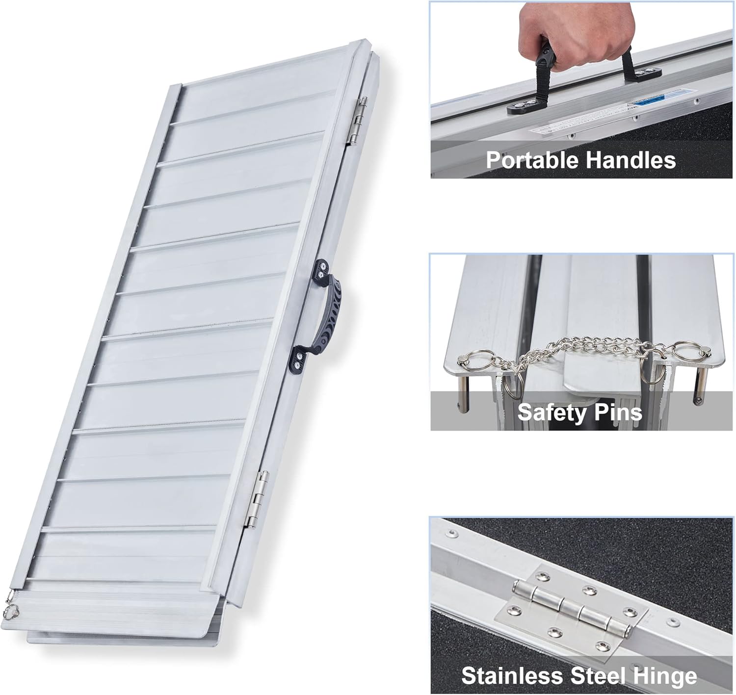 LEMNISCATE Wheelchair Ramp 6FT, Portable Wheelchair Ramp for Home, Lightweight Aluminum Ramp for Steps, Non-Skid Threshold Ramp for Doorways, Curbs, Foldable Mobility Scooter Ramp