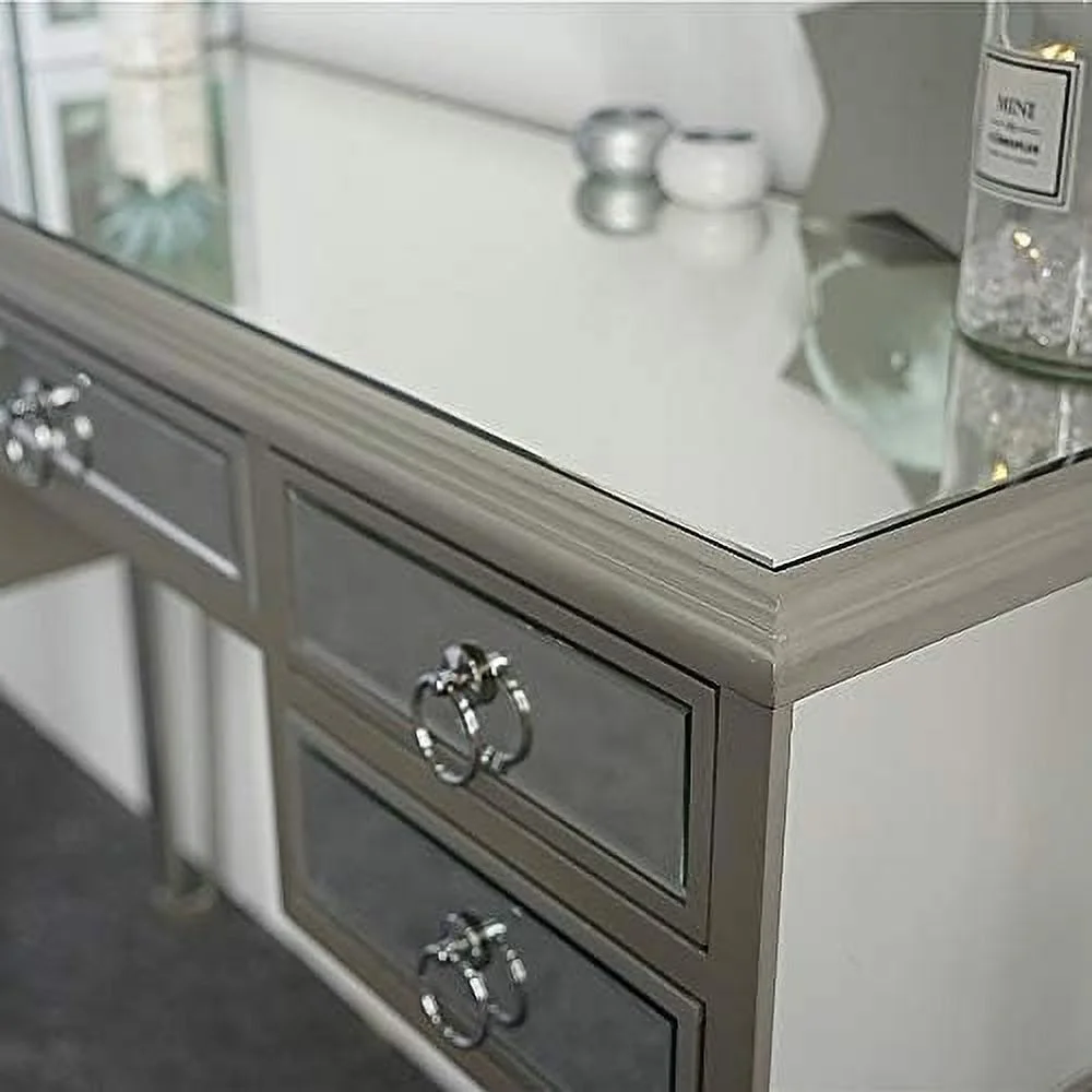 RUNFAYBIU Mirrored Console Sofa Tables with Silver Finish  Mirrored Dressing Table  Mirrored Bedroom Desk  Mirrored Workstation/Vanity Desk for Living Room  Room Study Room Entryway Hallw