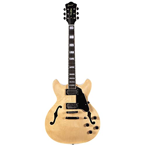 Grote Full Scale Electric Guitar Semi-Hollow Body Guitar Stainless Steel Frets(Red)