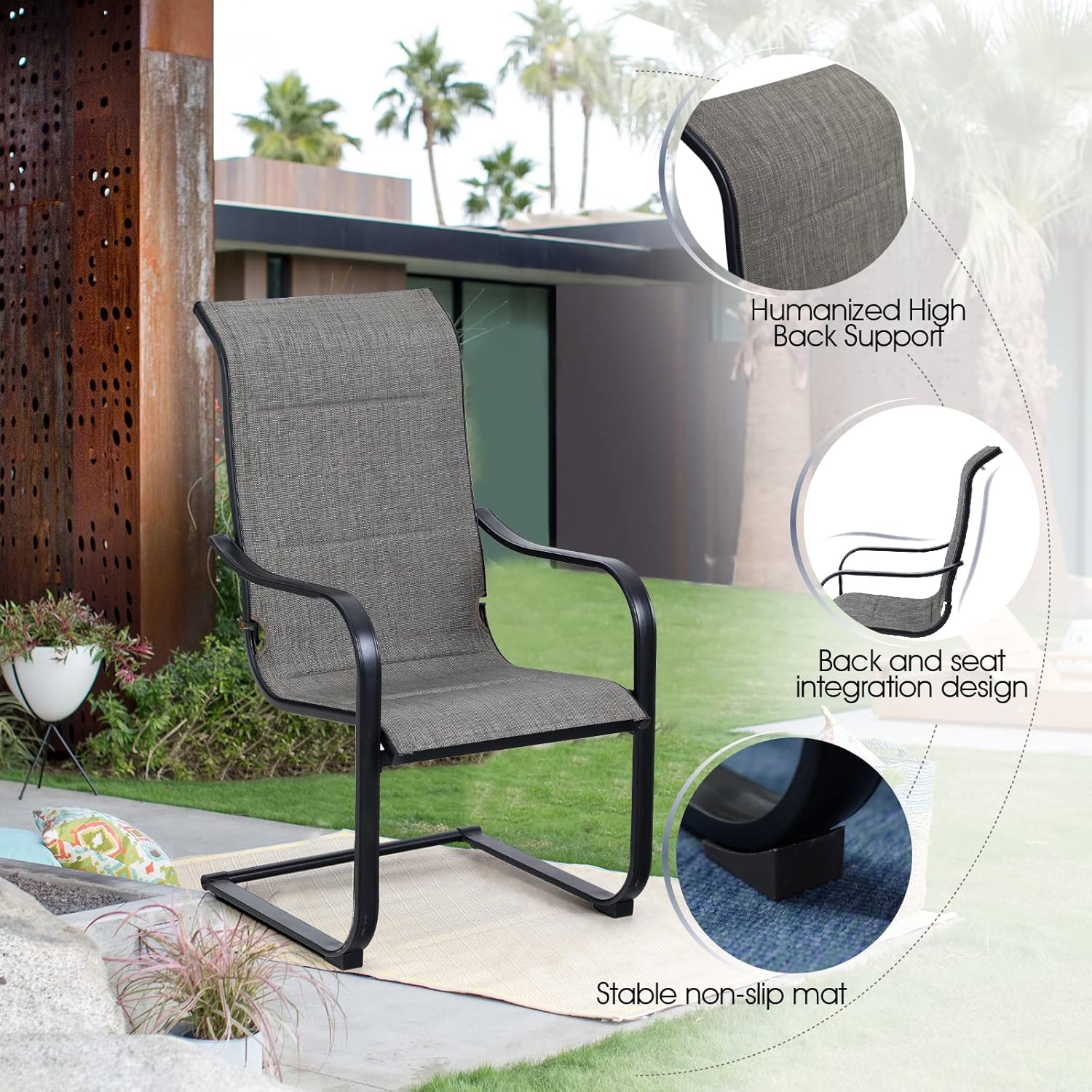 Sophia & William Patio Furniture Set Outdoor Dining Set 7 Pieces Outdoor Table and Chairs 6 C Spring Motion Chairs High Back, Expandable 6-8 Person Table for Lawn Garden Backyard Support 350lbs