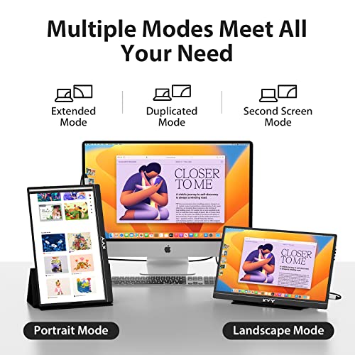 KYY Portable Monitor 15.6inch FHD 1080P USB-C Portable Laptop Monitor