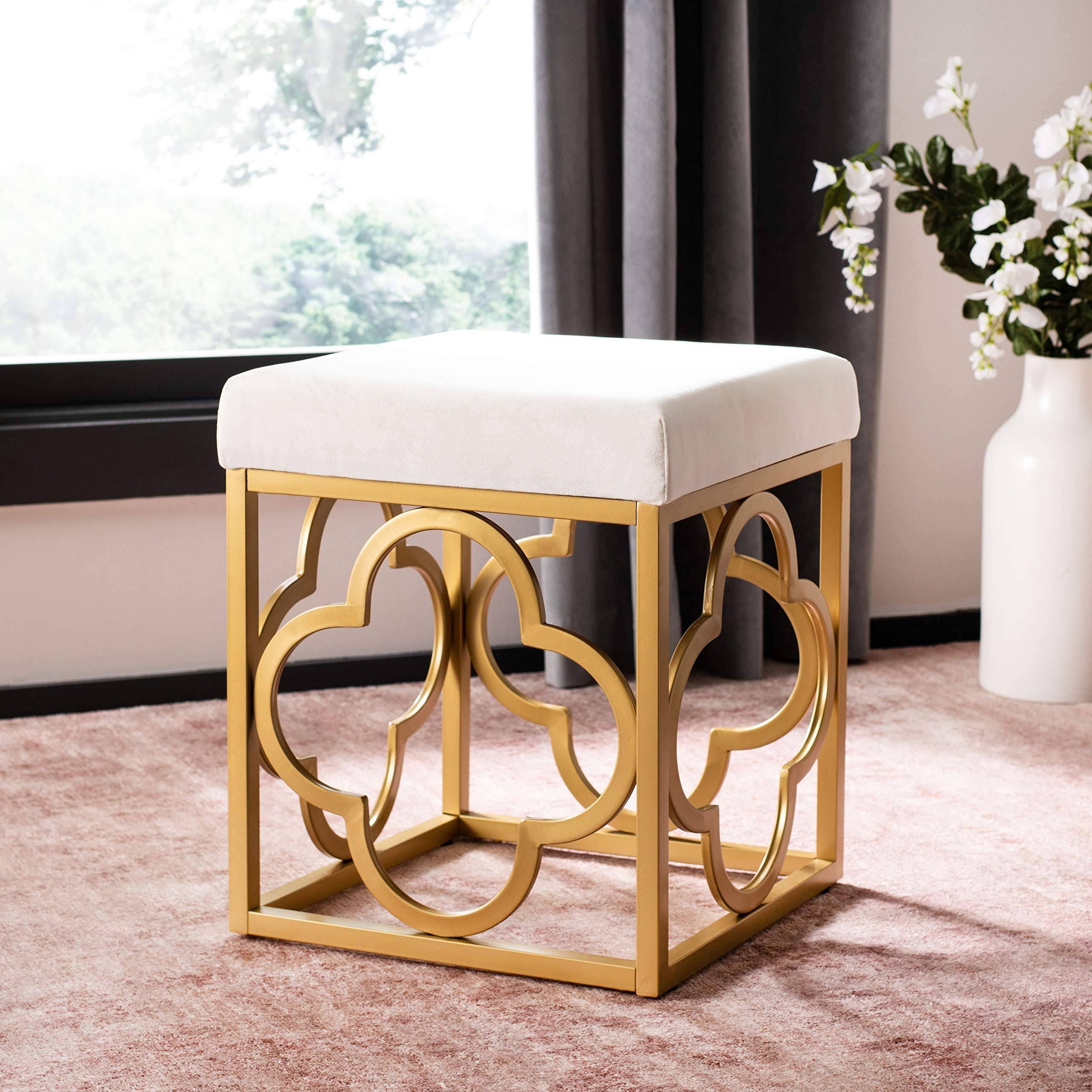 Safavieh Fleur Square Ottoman - Creme / Gold