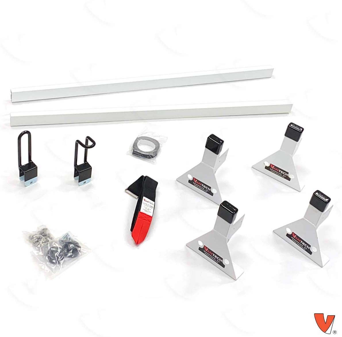 Vantech H1 2 Bar for RAM ProMaster City Steel Ladder roof Rack 2015-On, White