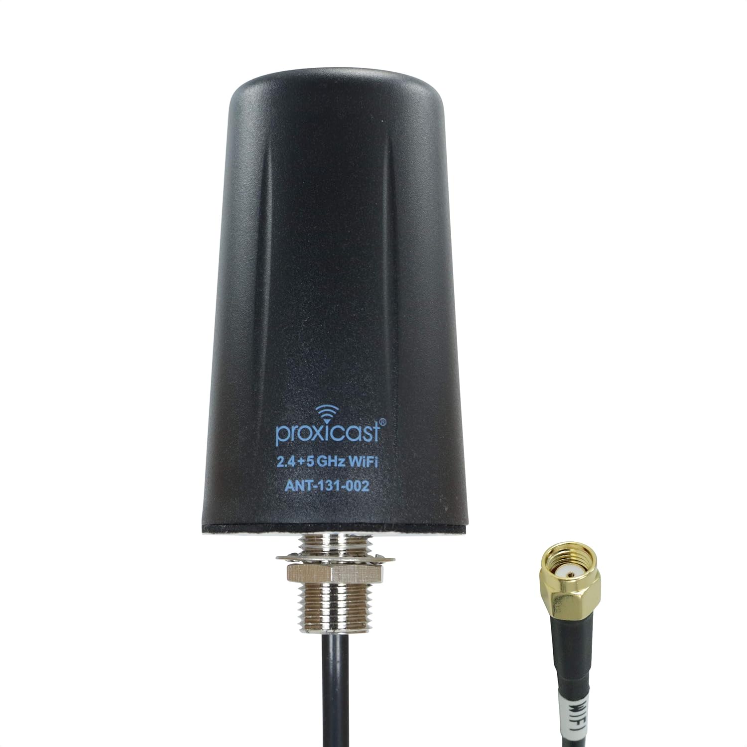 Vandal Resistant Low Profile Dual Band 2.4/5.8 GHz Wi-Fi 802.11 b/g/n/ac/ax Omni-Directional Antenna - 3-5 dBi Gain - Fixed Mount - 10 ft Coax Lead w/RP-SMA Pack of 2