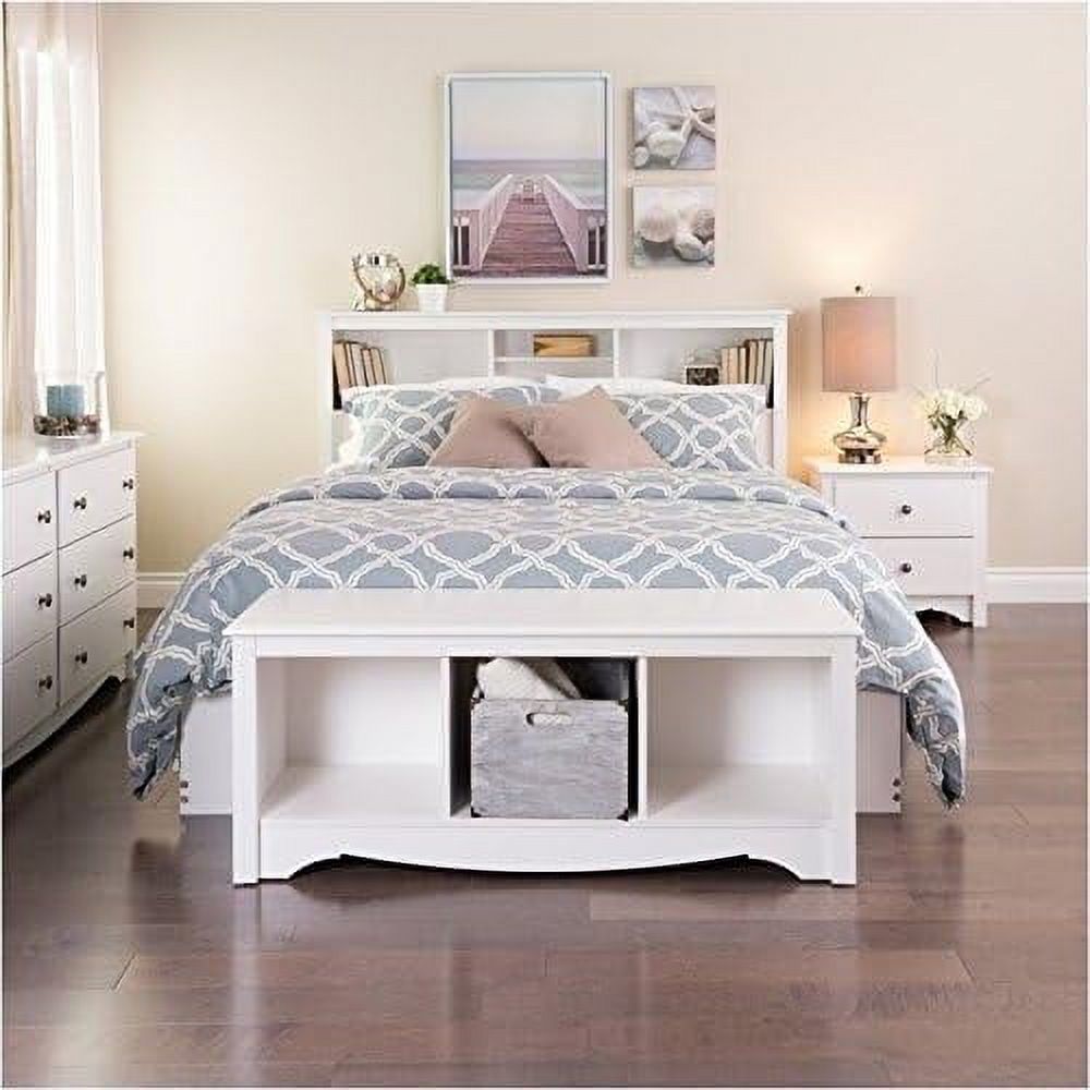 Modern Wood Full Queen Bookcase Headboard In White
