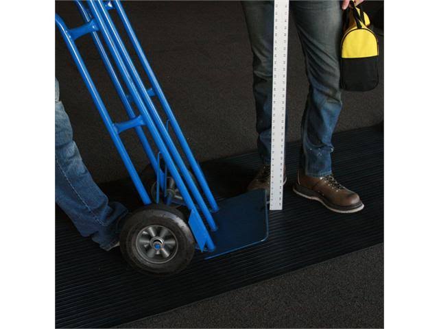 Rubber-Cal 03_168_W_CO_10 Black Composite Rib Corrugated 4 ft x 10 ft Anti-Slip Rubber Floor Mat