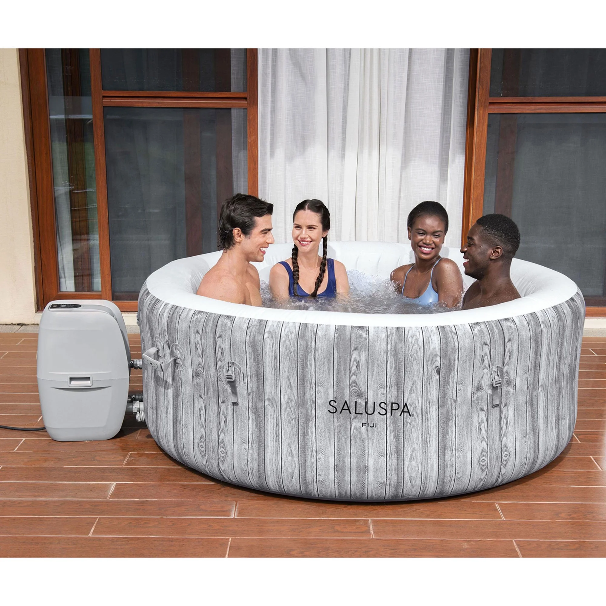 Bestway SaluSpa Fiji Hot Tub w/Set of 4 Spa Seat & 4 Pack Headrest Pillows