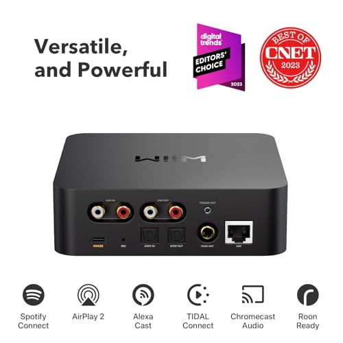 WiiM Pro AirPlay 2 Receiver, Google Cast Audio, WiFi Multiroom Streamer, Compatible with Alexa, Siri and Google Assistant, Stream Hi-Res Audio from Spotify, Amazon Music, Tidal and More