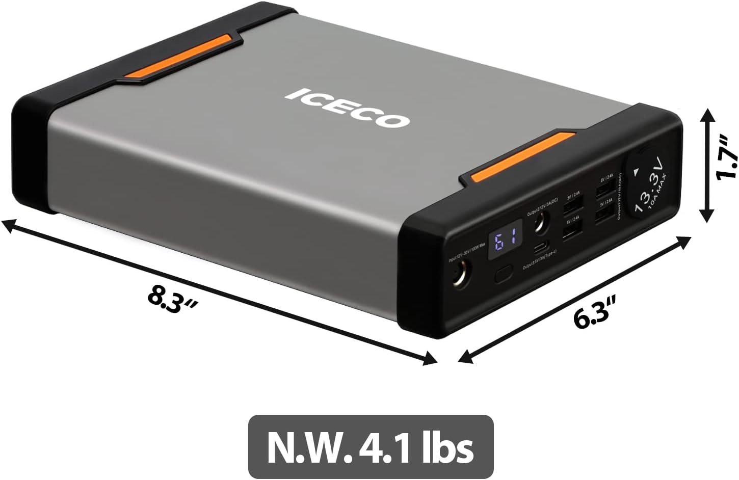 ICECO Portable Power Station PB250 69600mAh, 250Wh Outdoor Solar Generator Mobile Lithium Battery Pack with 2 DC Ports/4 USB Ports/Battery level display for Road Trip Camping, Outdoor Adventure, Hunting Emergency (Suitable for all ICECO Refrigerators