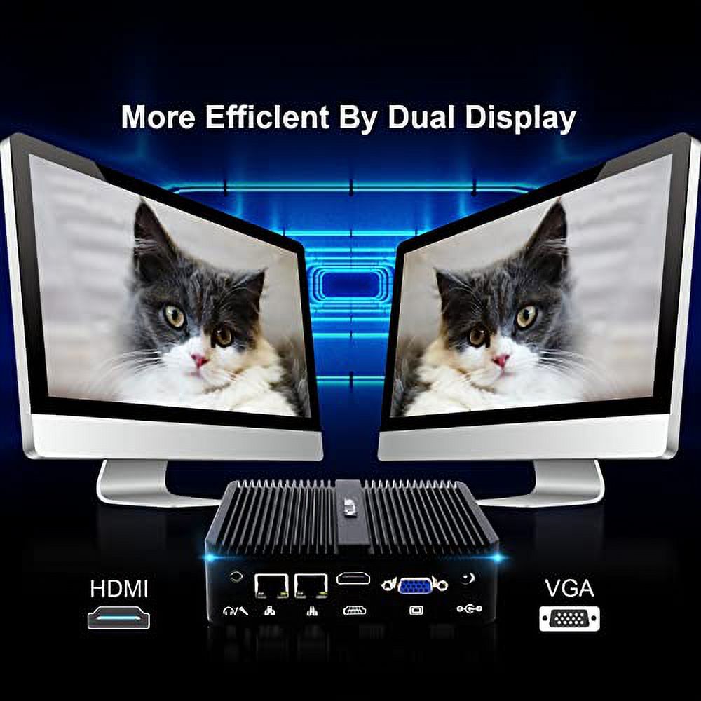 HISTTON Mini Desktop Computer Celeron J4125, Windows 10 Pro Industrial PC with DDR4 16GB RAM 512GB SSD 2TB HDD, 2 RS232 COM,Fanless Mini Computer HDMI, VGA, USB3.0,Dual WiFi,Gigabit Ethernet,BT4.0,4K