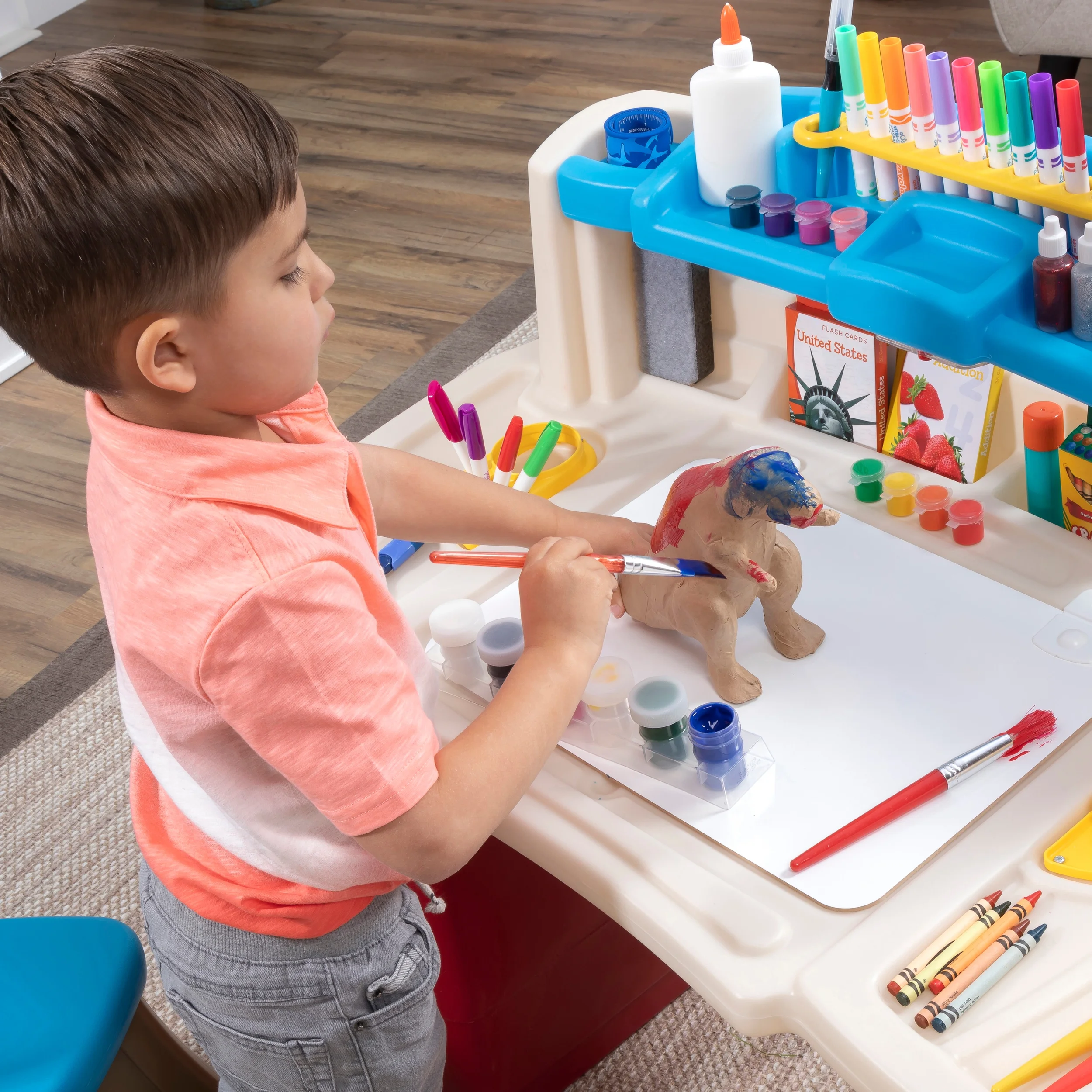 Step2 Deluxe Art Master Desk Plastic Kids Activity Center and Table