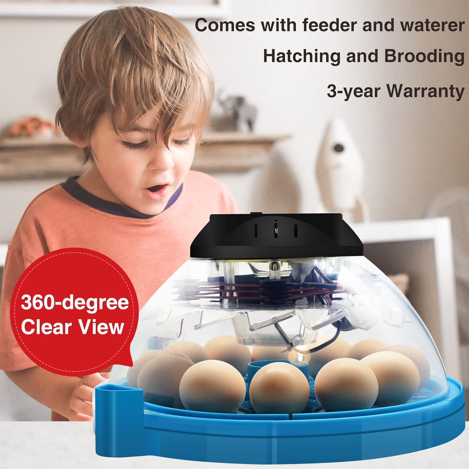 12 Egg Incubator, Automatic Incubator with Humidity Display, Egg Candler, Automatic Egg Turner, Water Feeder, Feeder for Hatching Chickens Pack of 2