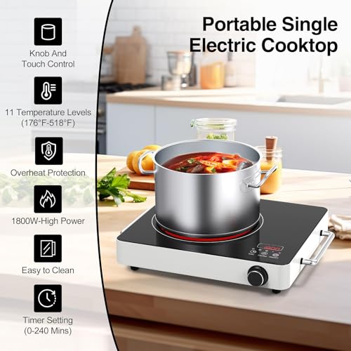VBGK Induction Cooktop 5 Burners, Electric cooktop 9000W with LCD Touch Screen 9 Levels Settings with Child Safety Lock & Timer 220-240V Induction stove top