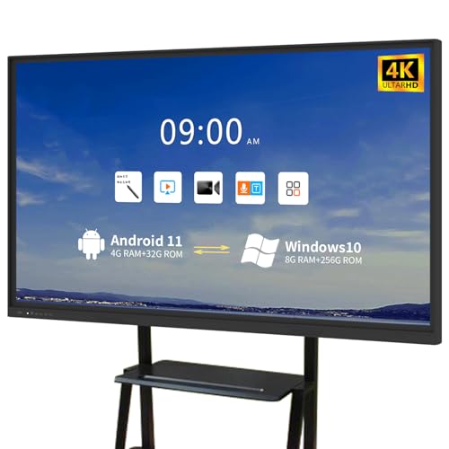 65'' Smart Digital Whiteboard, Interactive Board 4K UHD Smartboard Touchscreen Display, All in One Computer for Classroom and Business