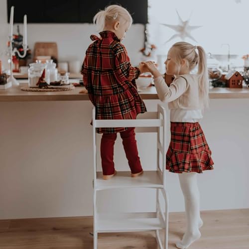 Kitchen Tower - Montessori Tower and Step Helper for Children - Foldable Study Table and Chair - Kitchen Helper (Black Color)