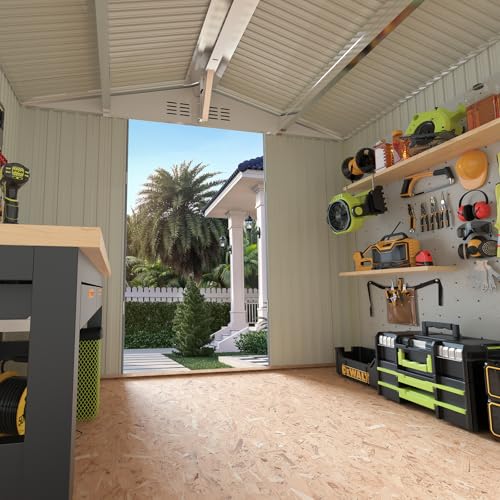 Metal Storage Shed,Outdoor Storage Building 10x12,Large Backyard Sheds with Lockable Doors,Waterproof Outside Storage Shed