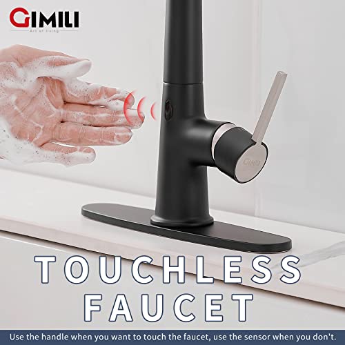 GIMILI Touchless Kitchen Faucet with AC Adapter, Brushed Nickel Motion Sensor Hands Free Smart Single Handle Kitchen Sink Faucet with Pull Down Sprayer