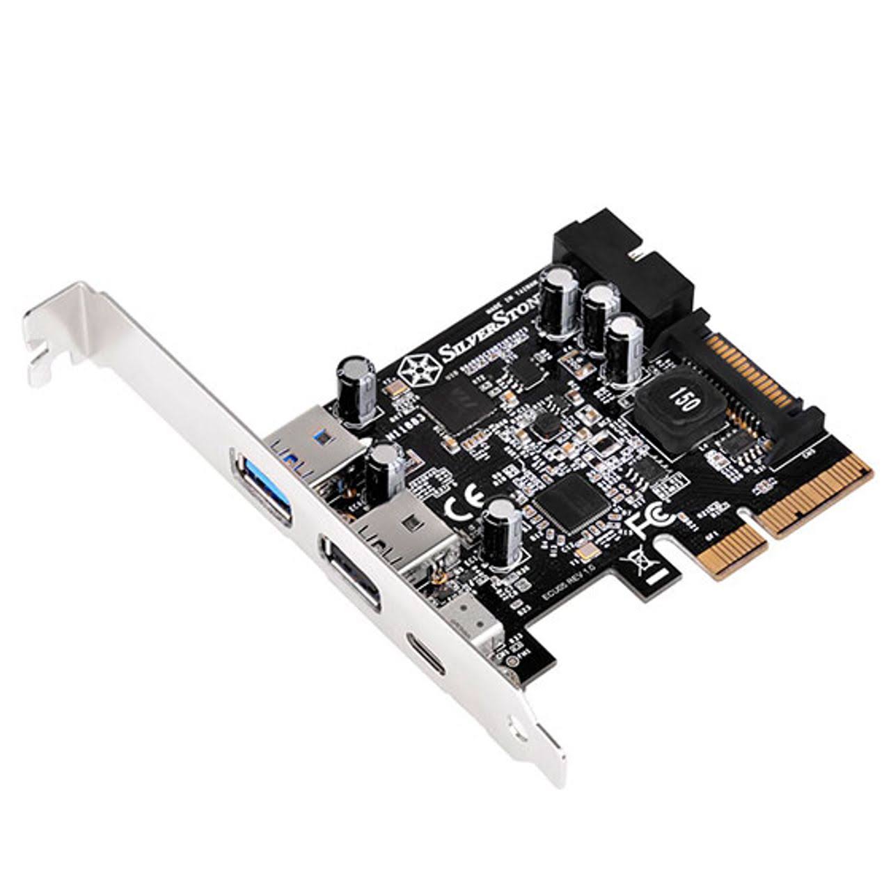 Silverstone USB 3.1 and 3.0 PCIe Card with External Type C and Internal 19 Pin Connector Components Other Ecu05