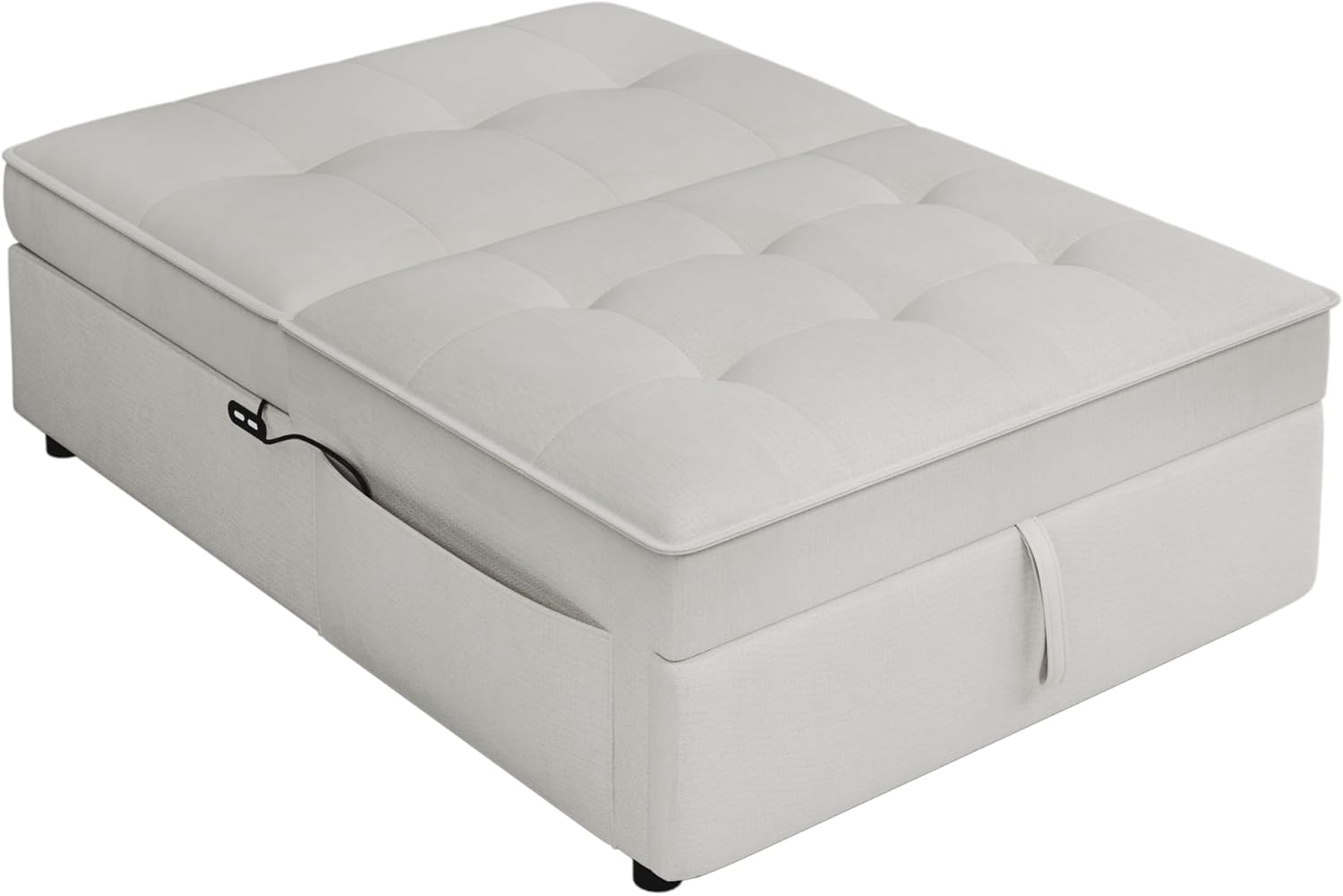 CHARMMA 4-in-1 Sofa Bed,Chair Bed,Multi-Function Folding Ottoman Bed with Storage Pocket and USB Port for Small Room Apartment,Living Room,Bedroom,Hallway,White,Chairs/Accent Seating 78.26lbs,2036