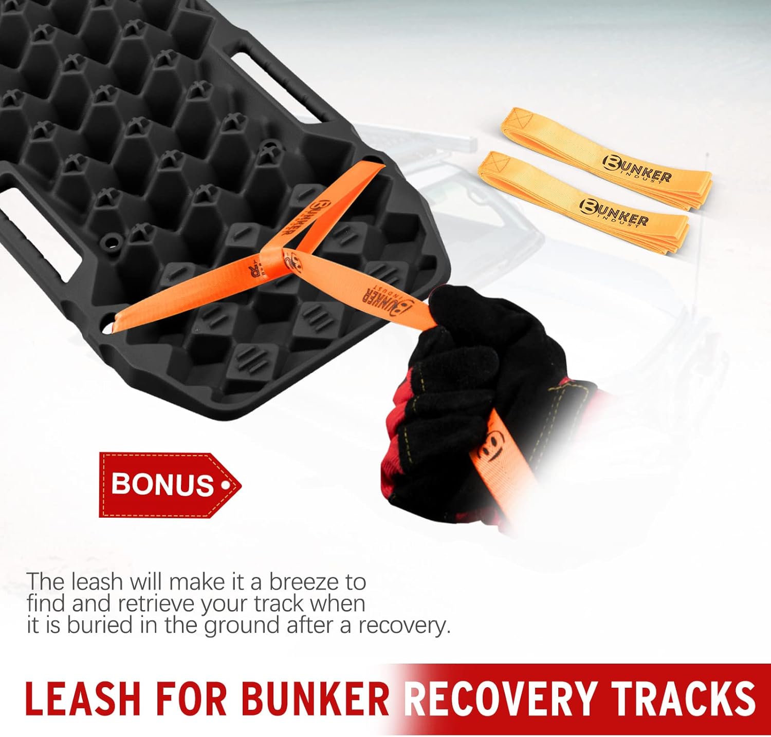 BUNKER INDUST Off-Road Traction Boards, Pair Recovery Tracks Traction Mat for 4WD Jeep Mud, Sand, Snow Traction Pads-Black Emergency Tire Traction Device
