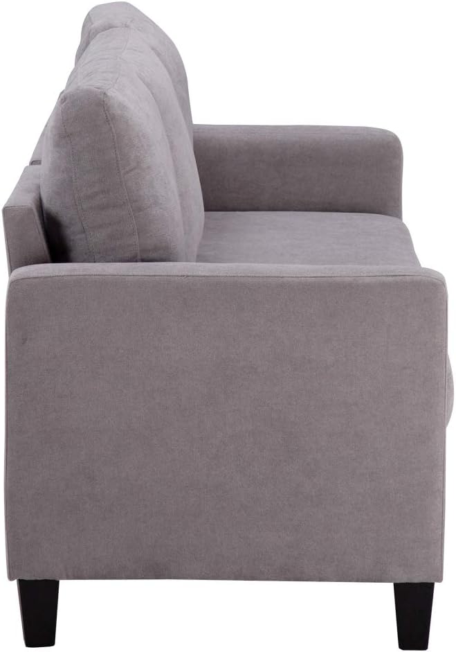 Convertible Sectional Sofa Couch, Modern Linen Fabric L-Shaped Couch 3-Seat Sofa Sectional with Reversible Chaise for Small Living Room, Apartment and Small Space (Light Grey)