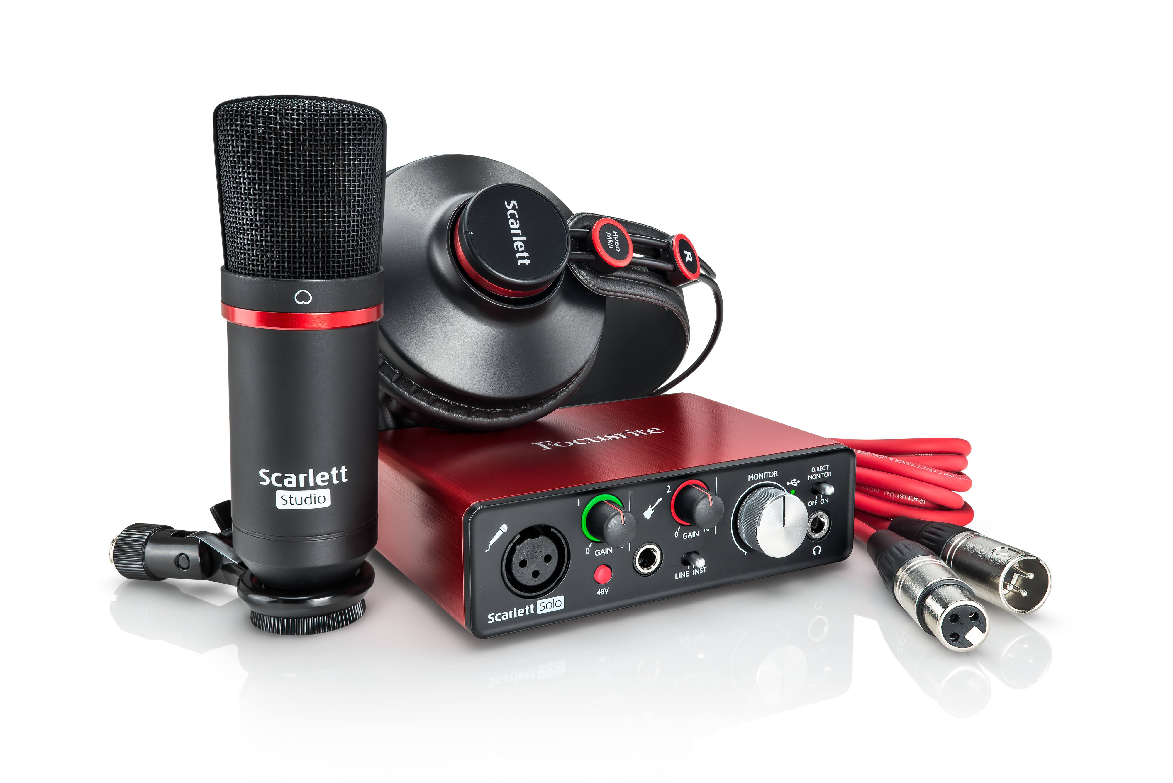 Focusrite Scarlett Solo (2nd Generation) Studio Bundle - includes Headphones, Mic and Cable