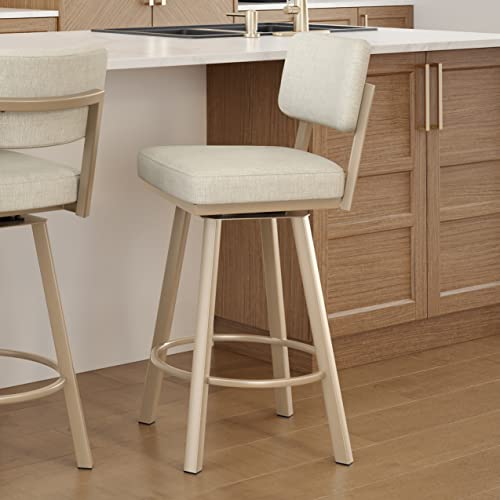 Amisco Alek 30.75 in. Swivel Bar Stool - Shiny Charcoal Grey PVC/Black Metal