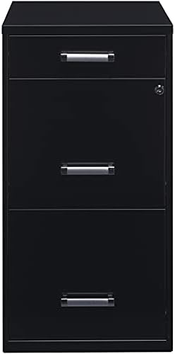 Hirsh Industries 18in. Deep 3 Metal Organizer Pencil Drawer SOHO Vertical File Cabinet, 18", Black