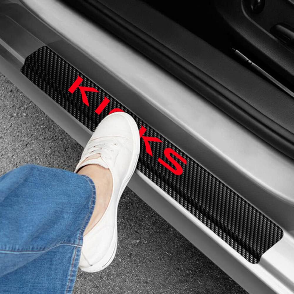 TDOFYH for Ford Ranger Door Sill Protector Reflective Door Sill Scuff Plate Stickers Door Entry Guard 4D Carbon Fiber Sticker Auto Accessories 4Pcs(Red)