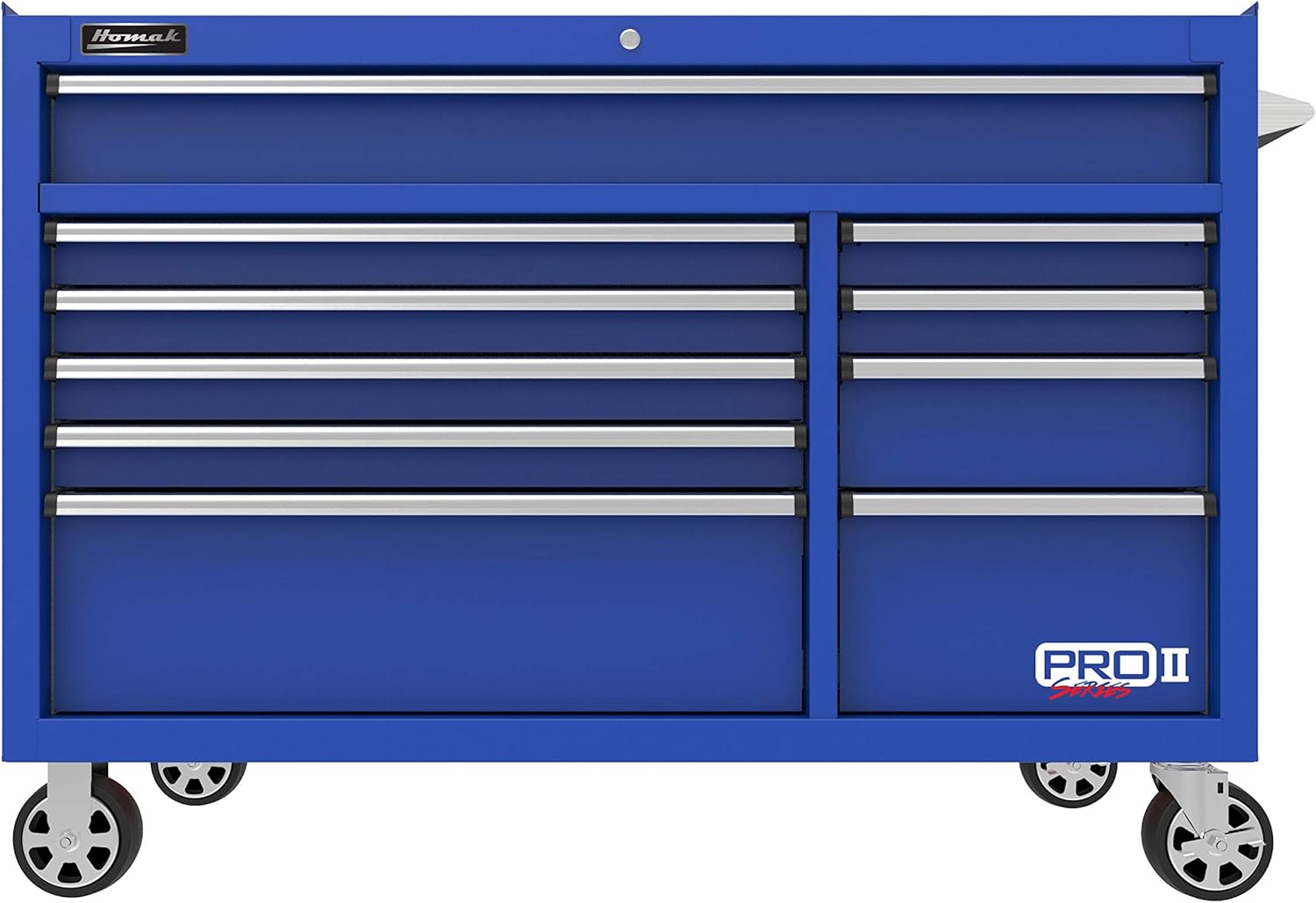 Homak PRO II Series 54” 10-Drawer Roller Cabinet, Blue, BL04054012