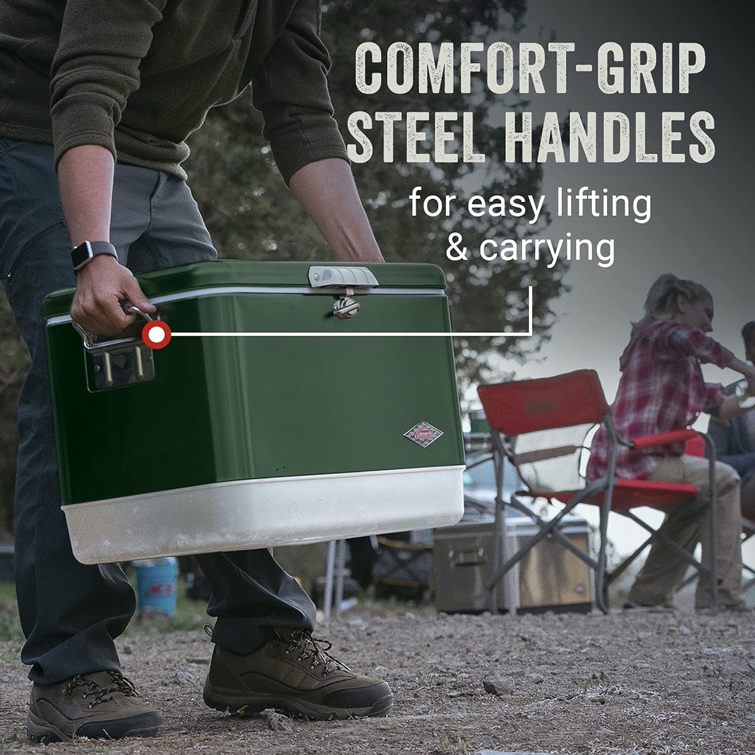 Coleman Cooler | Steel-Belted Cooler Keeps Ice Up to 4 Days | 54-Quart Cooler for Camping & Reunion Insulated Portable Ice Chest