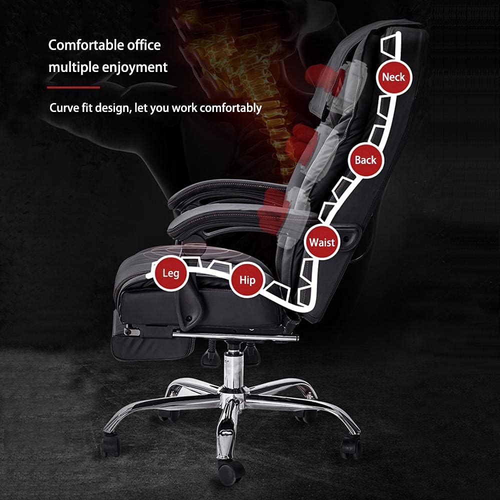 Executive Office Massage Chair,Ergonomic Heated 6 Point Vibrating Swivel Computer Chair, for Office and Home-Black