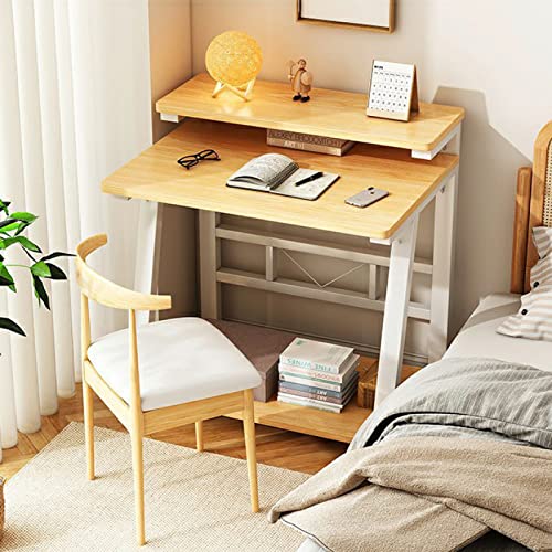 Computer Desk with Monitor Stand and Storage Shelves,30 Inch Small Computer Desk Home Office Desk Study Table for Small Spaces, Oak