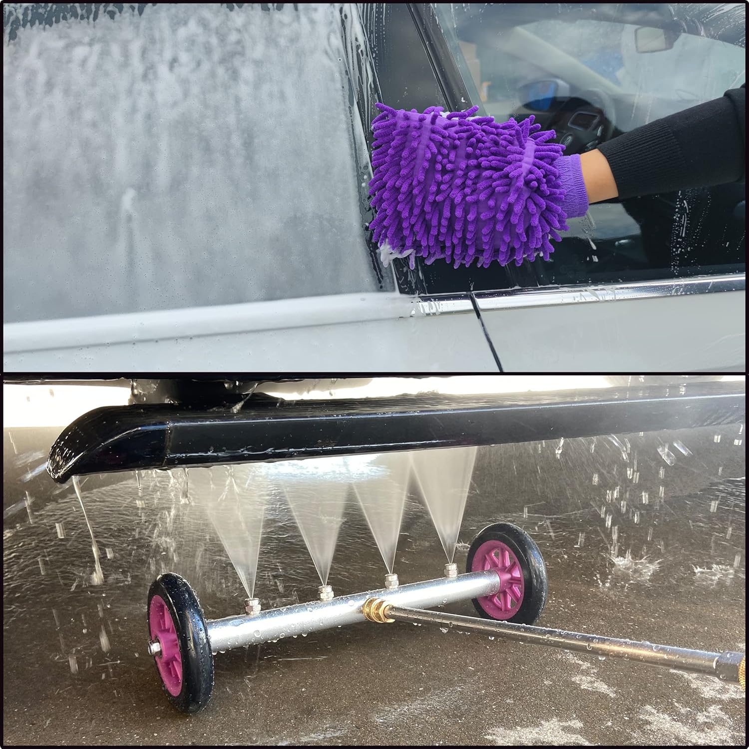 PWACCS Pressure Washer Undercarriage Cleaner, 16 Inch Undercarriage Washer, Pressure Washer Under Car Cleaner Attachment with 3 Pcs Extension Wand, 4000 PSI Pack of 2