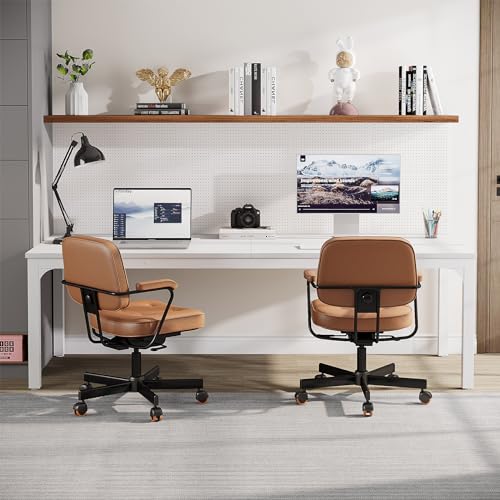 Tribesigns 2-Person Home Office Desk, 78.7" Extra Long Computer Desk, Double Workstation for Home Office, Work Desk for Two People (Light Walnut)