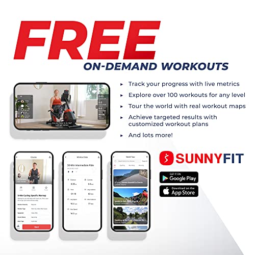 Sunny Health & Fitness Smart Recumbent Bike, Full-Body Home Training with Arm/Leg Exercisers, Indoor Cycling Workout Machine Plus Adjustable Seat & Bulit-in Pulse Sensors, Free SunnyFit App Connection
