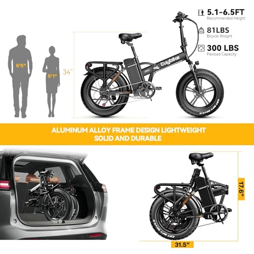 Folding Electric Bike for Adults, 1000W Motor(1500W Peak),30MPH, 60Mile,48V 20AH Battery,20" Fat Tire Foldable Electric Bicycle,Commuter Beach Snow E-Bikes,7-Speed