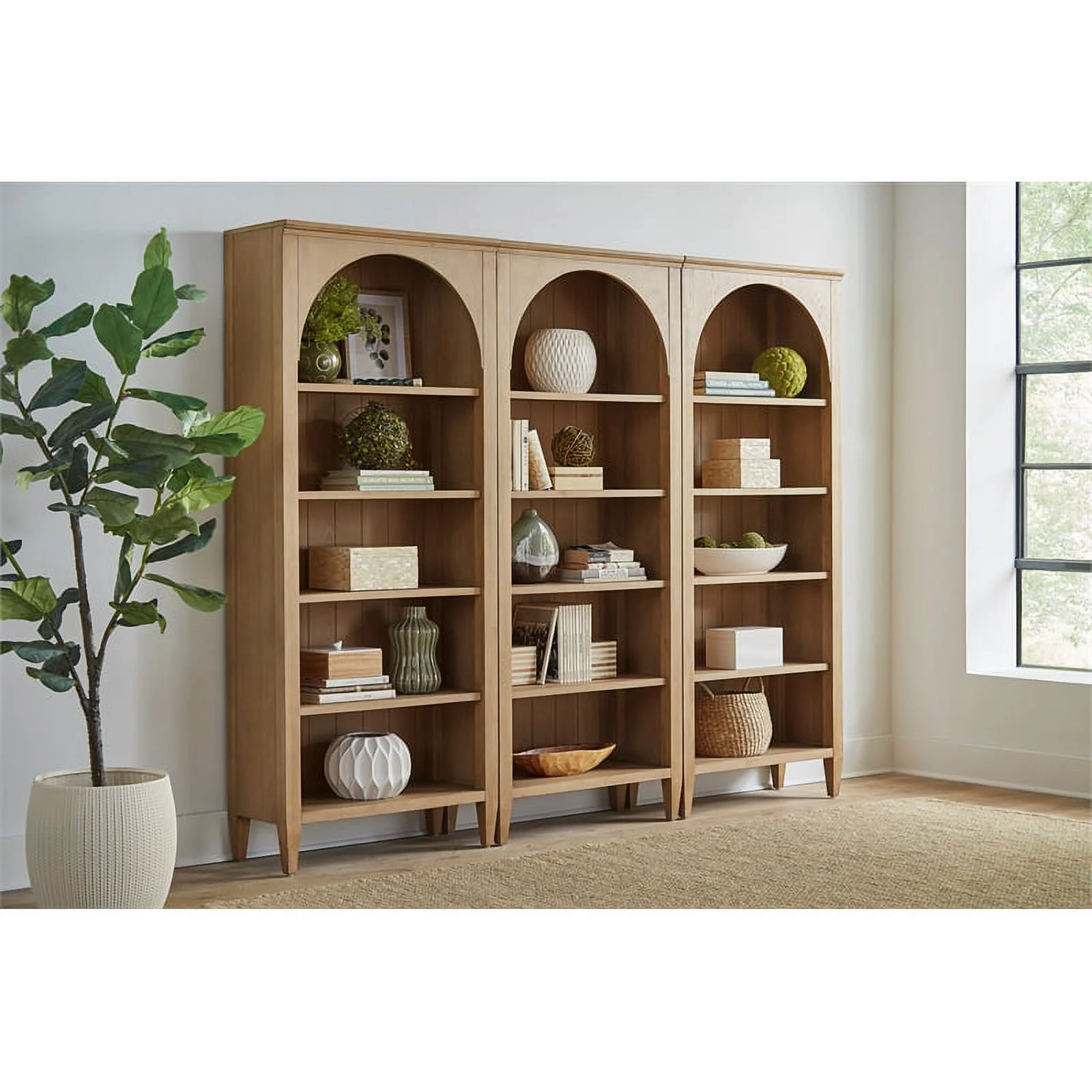 Modern Wood Open Bookcase Wall Office Cabinet Storage Bookcase Light Brown