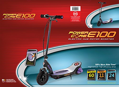 Razor Power Core E100 Electric Scooter - 100w Hub Motor, 8" Air-Filled Tire, Up to 11 mph and 60 min Ride Time, for Kids Ages 8 and Up