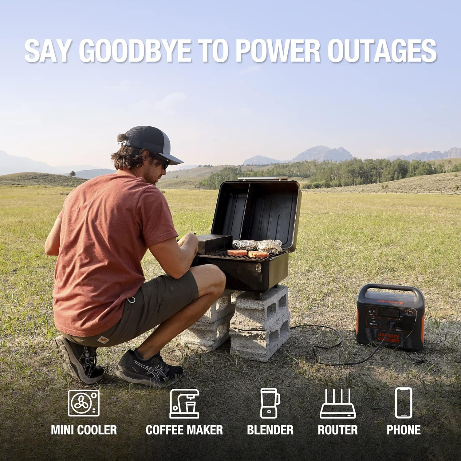 Jackery Portable Power Station Explorer 1500, 1534Wh Portable Generator with 3x110V/1800W AC Outlets, for Outdoor RV/Van Camping, Overlanding