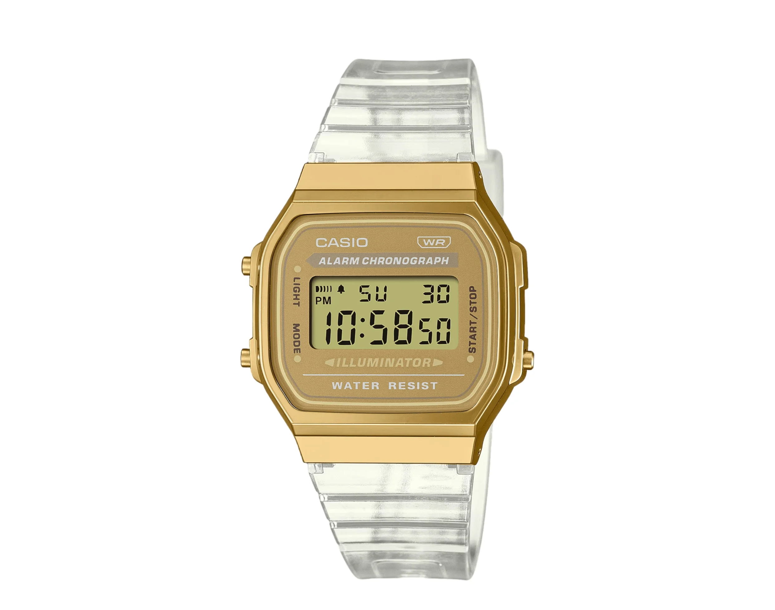 Casio Vintage Digital Gold/Clear Watch A168XESG-9AVT