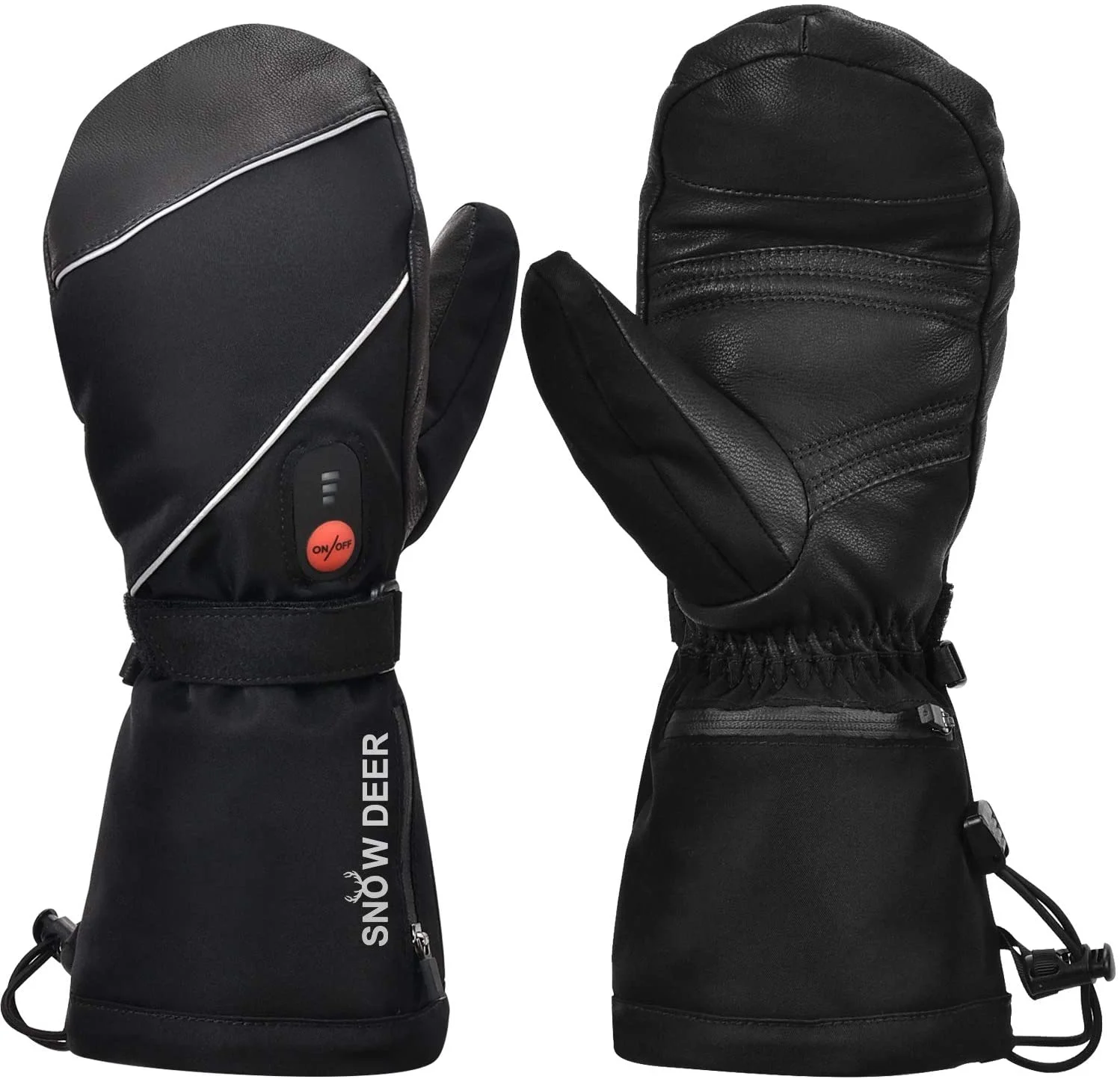 SNOW DEER Heated Mittens Gloves Men Women - 7.4V 2200MAH Electric Rechargeable Battery Gloves for Winter Skiing Skating Snow Camping Hiking Heated Hand Warmer Gloves