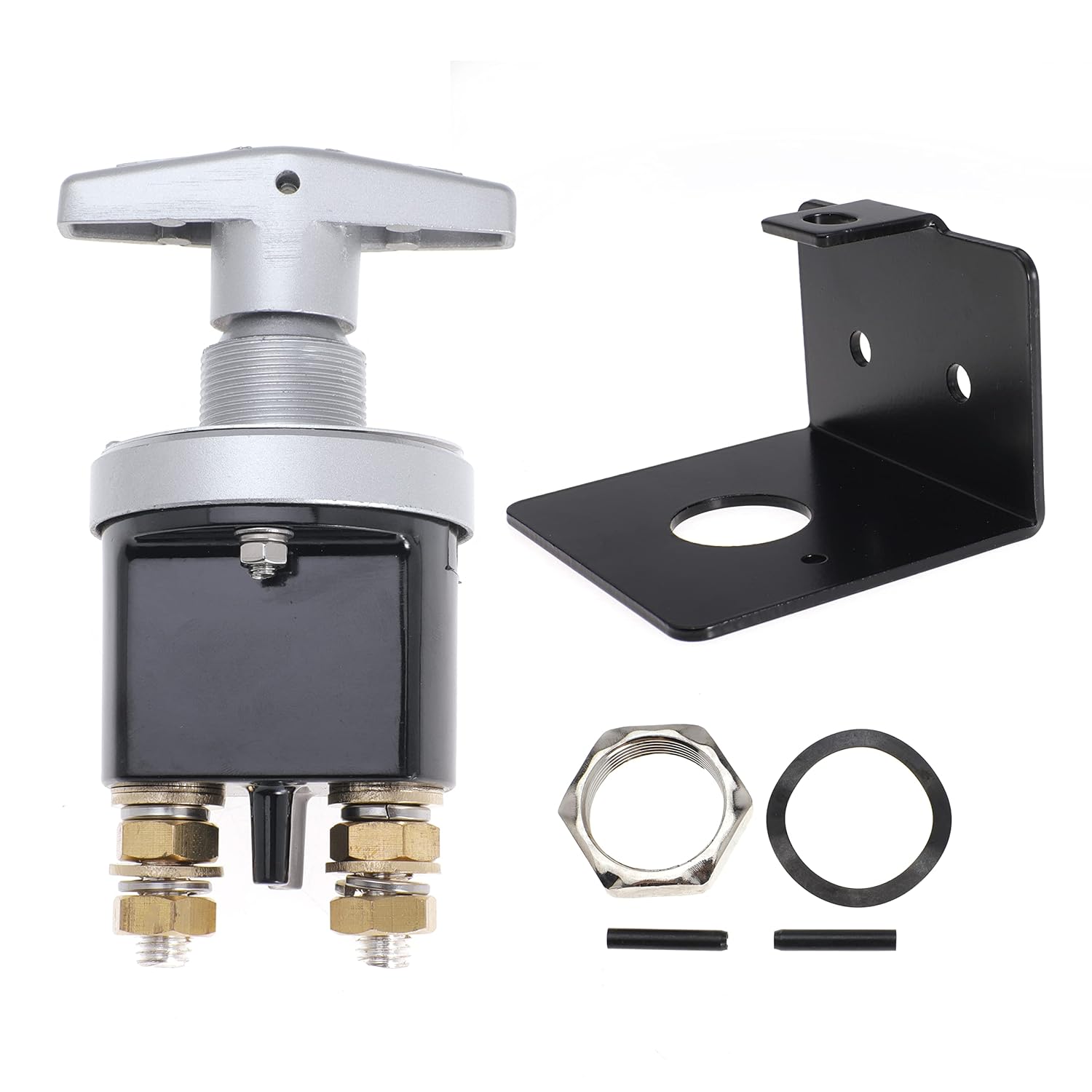 Battery Disconnect Switch with Lock-Out Plate, 12V Battery Kill Switch Fixed Handle Isolator, for Car, Auto, Boat, RV, Water Resistant