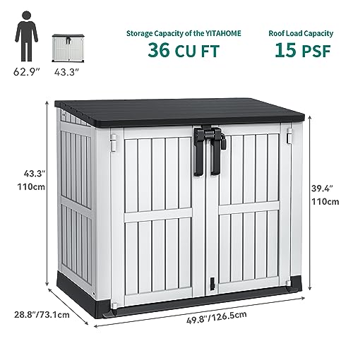 YITAHOME 8x6.2FT Outdoor Storage Shed w/o Floor, All-Weather Plastic Shed with Lockable Doors, Window & Vents, Plastic Tool Shed for Backyard, Patio, Poolside, Lawn, Gray