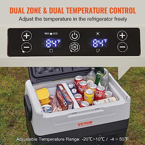VEVOR Portable Car Refrigerator, 12 Volt Refrigerator with Compressor, -4℉ to 68℉, DC 12/24V, AC 110-240V(Home & Car Use)